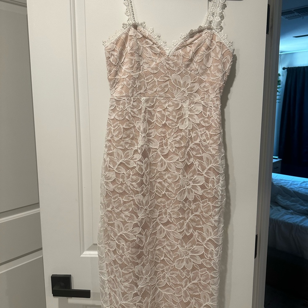 Lulu's Pink and Gold Sleeveless Spaghetti Strap Slip Midi Dress